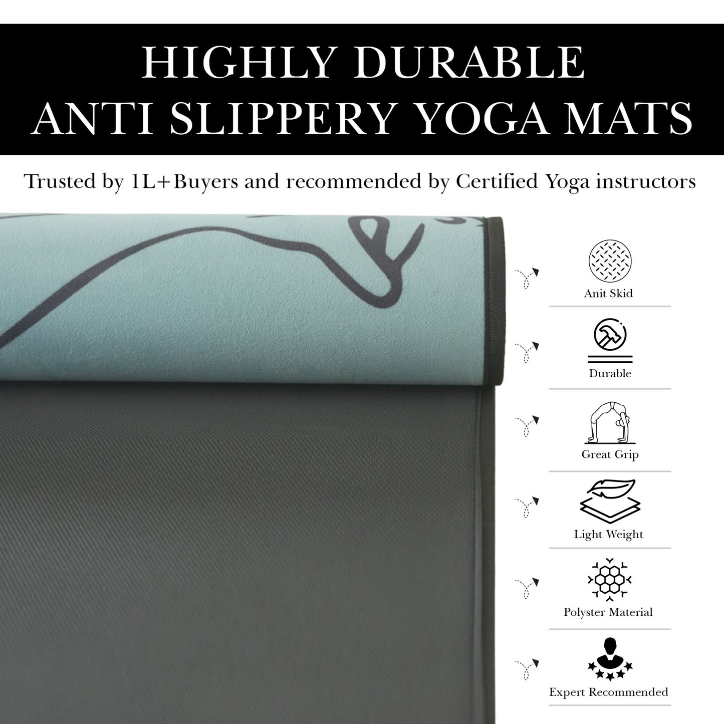 Kaya Life Digital Printed anti-slip Yoga Mat For Exercise | For Men & Women